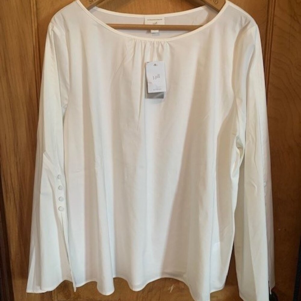 NWT Christian Siriano for J. Jill Crisp White Shirt XL